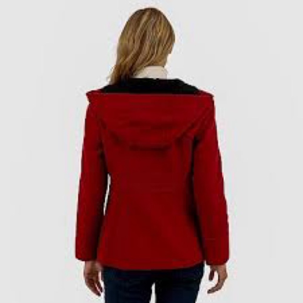 Fleet Street women’s fleece-lined red hooded jacket coat size M Removable liner